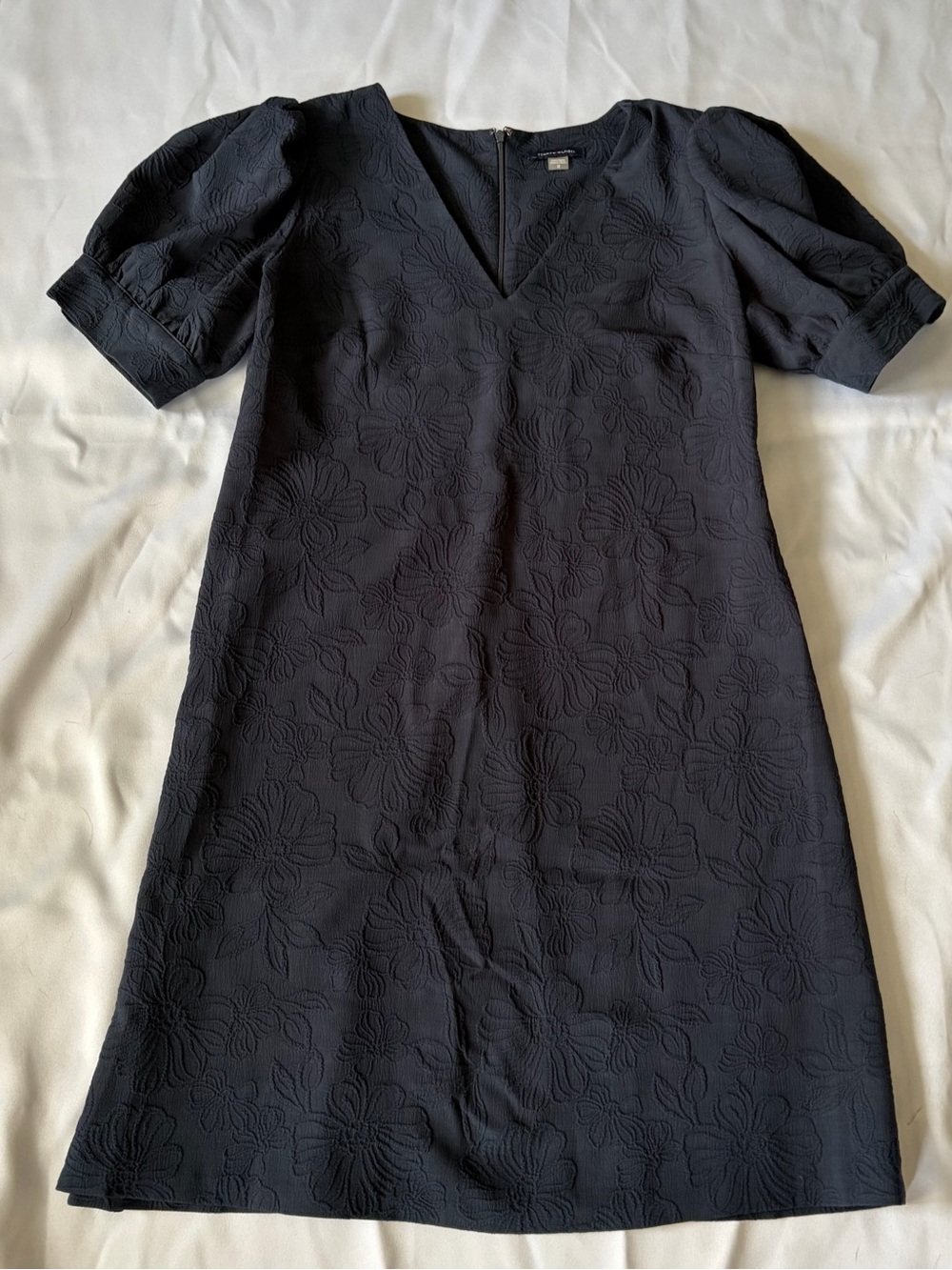 Tommy Hilfiger Navy Textured Floral Midi Dress 12